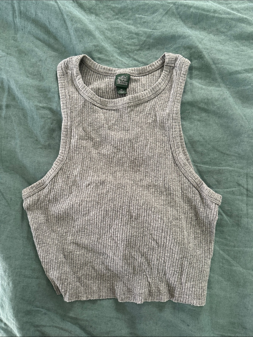 Wild Fable Light Gray Ribbed Crop Tank